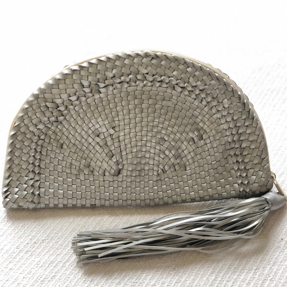 Silver clutch bag
